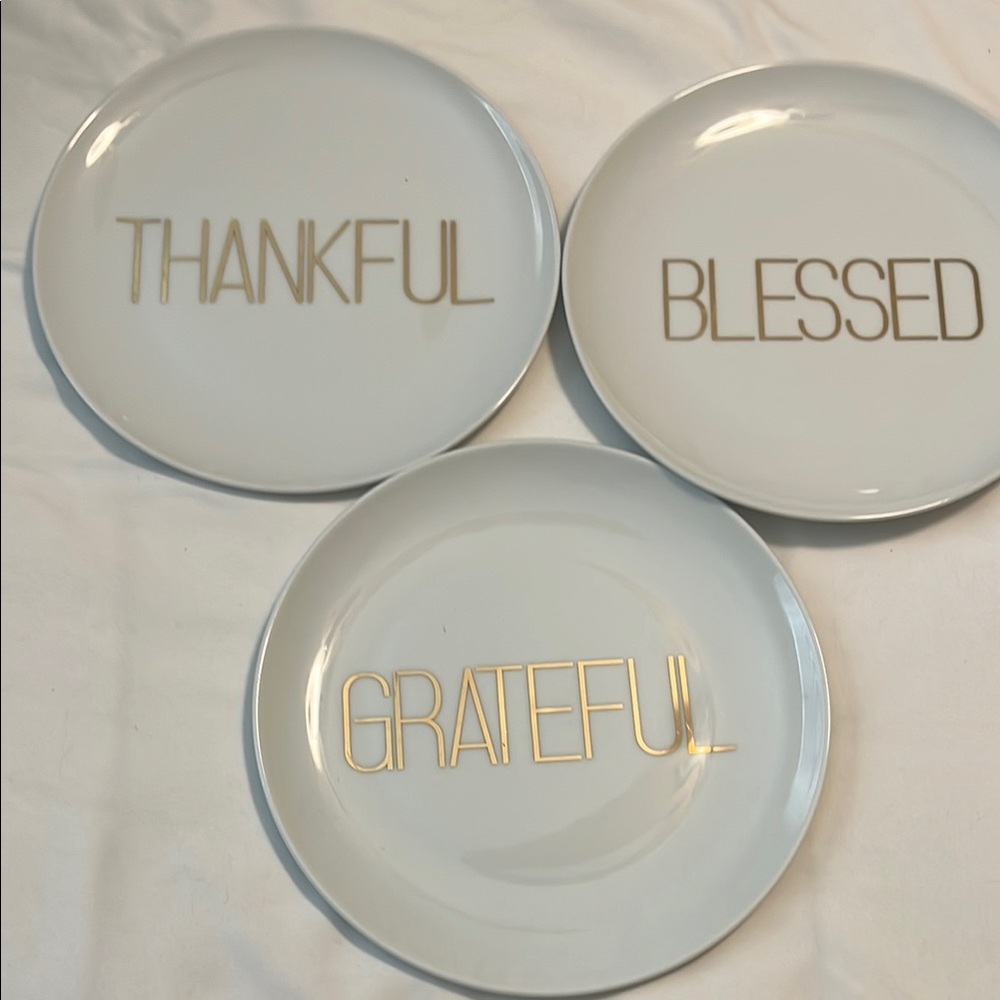 ❤️❤️❤️Pier 1 White and Gold Inspirational Dinnerware Set